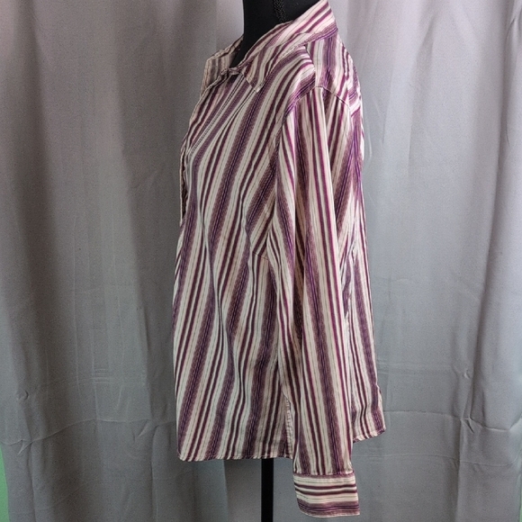 Chico's Purple Striped Button Down Shirt - Picture 3 of 7